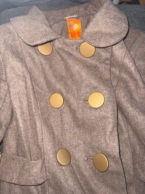 rebels Double-Breasted Peacoat in Brown-Gray